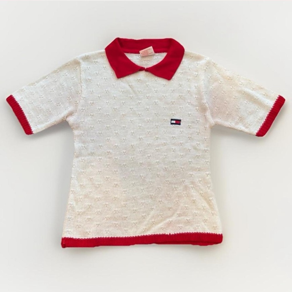 Vintage White and Red Polo Shirt